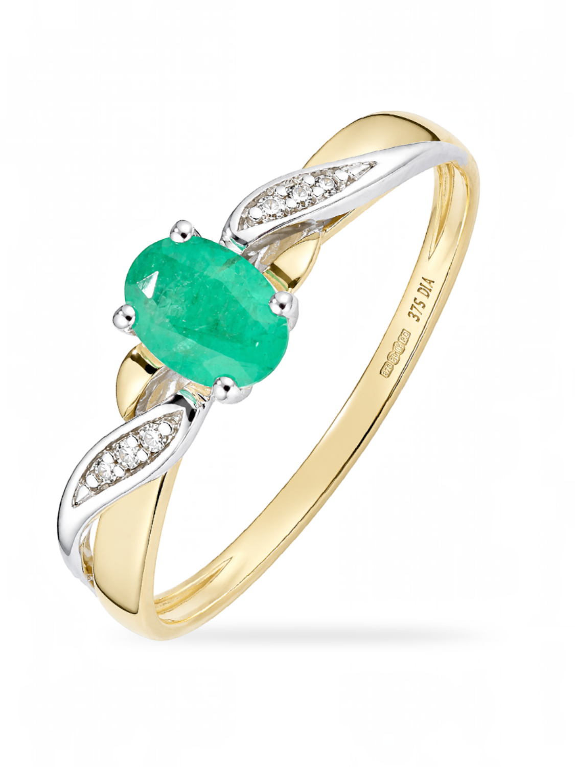 Ring, mit Smaragd, 375 Gelbgold