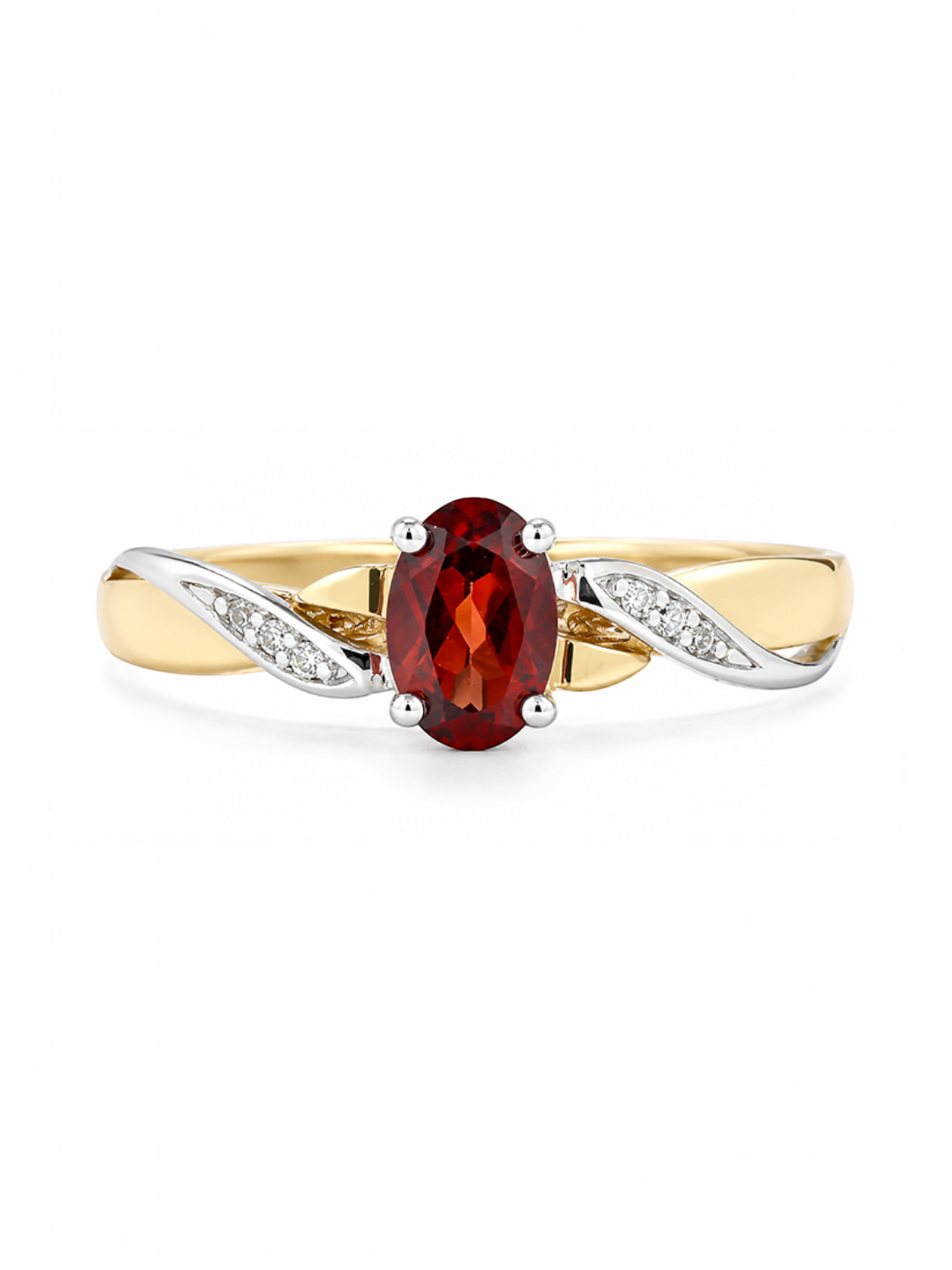 Ring, mit Granat, 375 Gelbgold