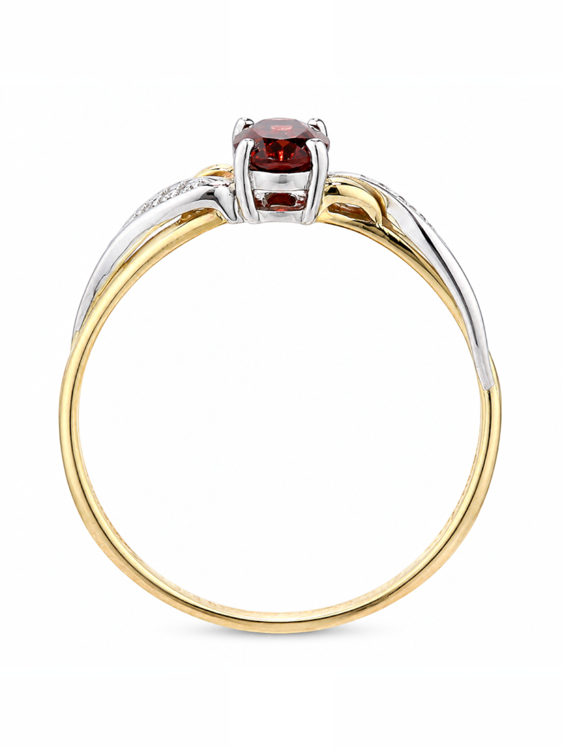 Ring, mit Granat, 375 Gelbgold