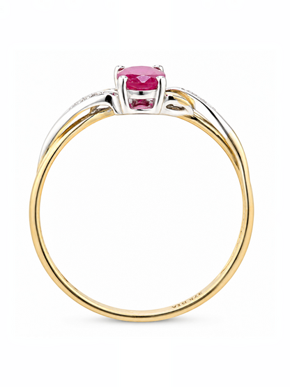 Ring, mit Rubin, 375 Gelbgold