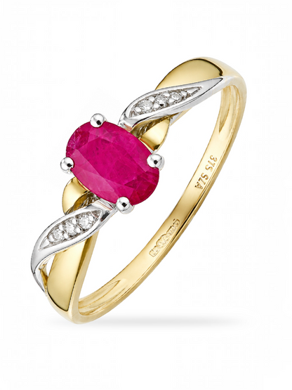 Ring, mit Rubin, 375 Gelbgold