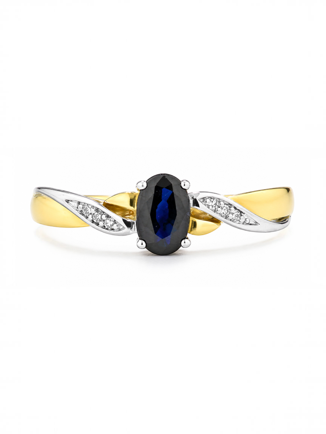 Ring, mit Saphir, 375 Gelbgold