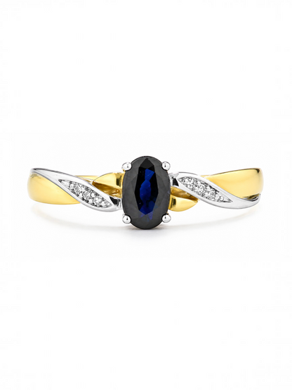 Ring, mit Saphir, 375 Gelbgold