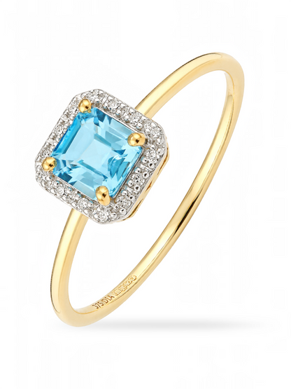 Ring, mit Blautopas, 375 Gelbgold