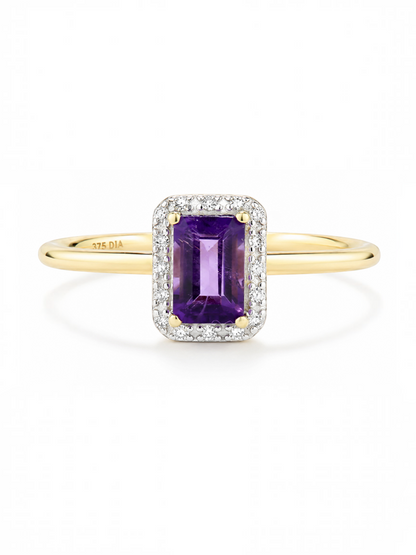 Ring, mit Amethyst, 375 Gelbgold