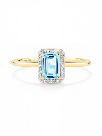 Ring, mit Blautopas, 375 Gelbgold