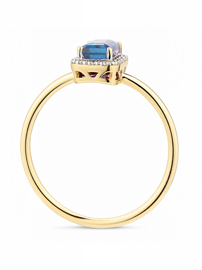 Ring, mit Blautopas, 375 Gelbgold