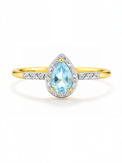 Ring, mit Blautopas, 375 Gelbgold