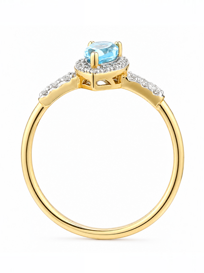 Ring, mit Blautopas, 375 Gelbgold
