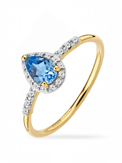 Ring, mit Blautopas, 375 Gelbgold