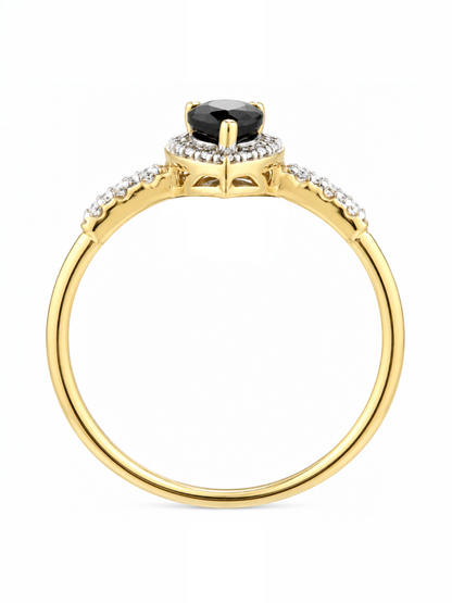Ring, mit Saphir, 375 Gelbgold