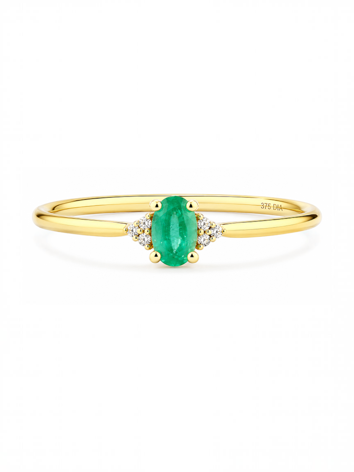 Ring, mit Smaragd, 375 Gelbgold