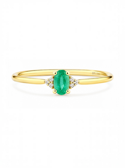 Ring, mit Smaragd, 375 Gelbgold