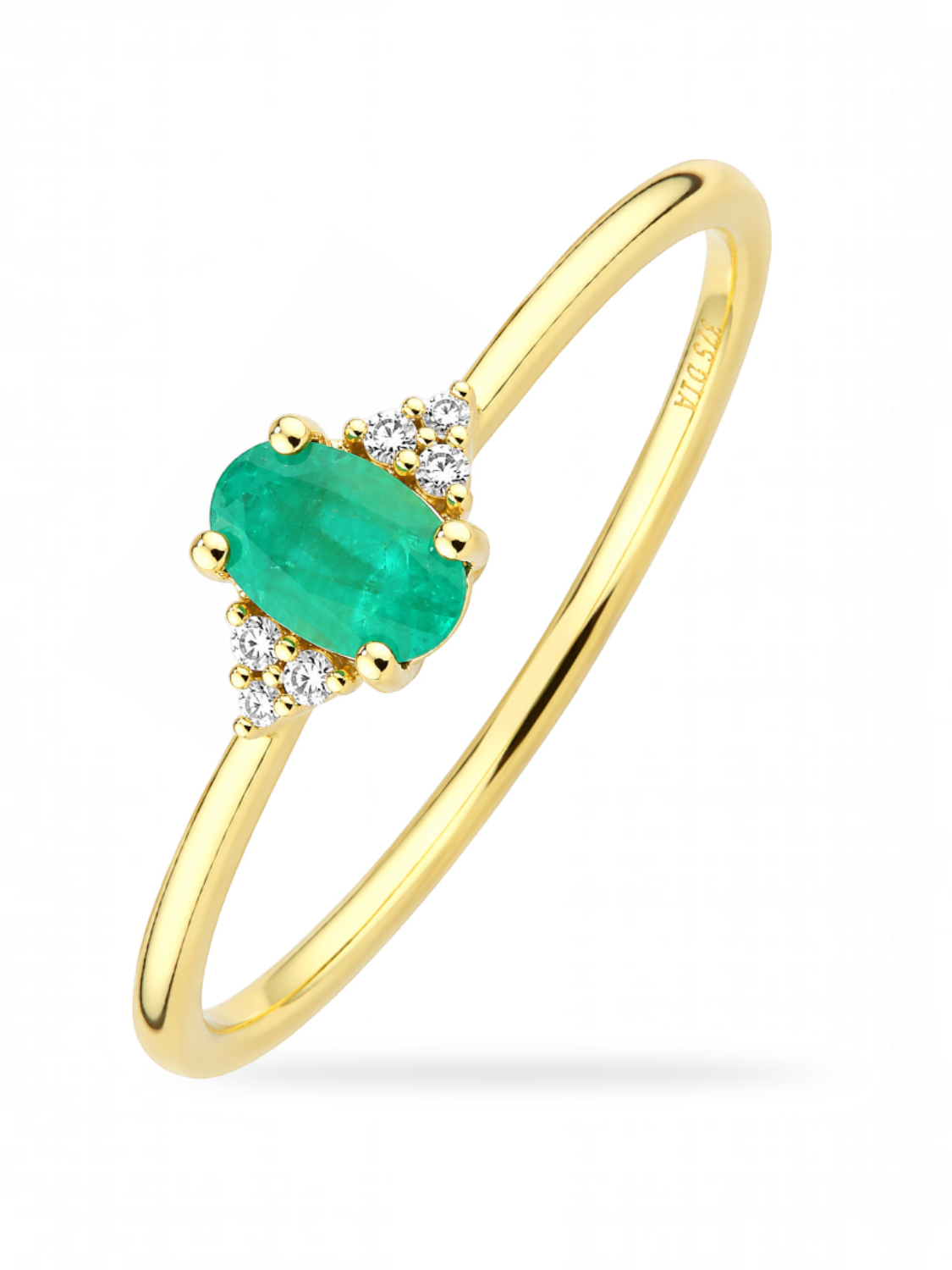 Ring, mit Smaragd, 375 Gelbgold