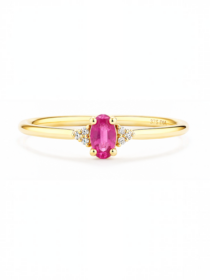 Ring, mit Rubin, 375 Gelbgold