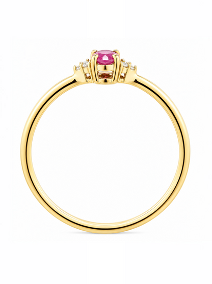 Ring, mit Rubin, 375 Gelbgold