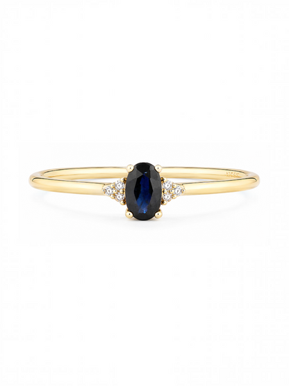 Ring, mit Saphir, 375 Gelbgold
