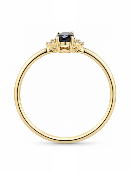 Ring, mit Saphir, 375 Gelbgold
