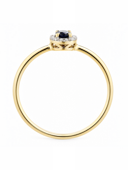 Ring, mit Saphir, 375 Gelbgold