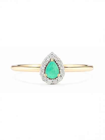 Ring, mit Smaragd, 375 Gelbgold