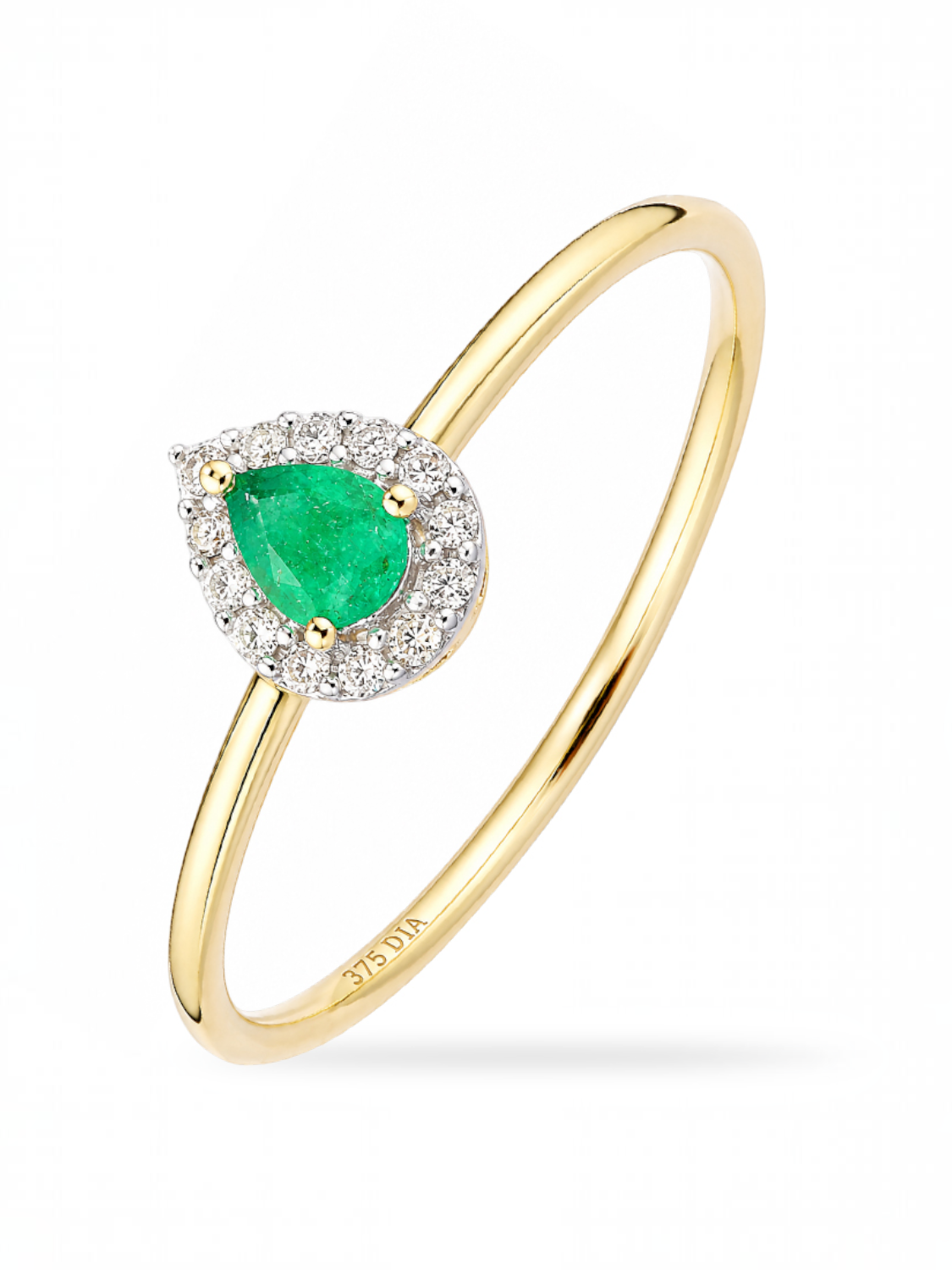 Ring, mit Smaragd, 375 Gelbgold