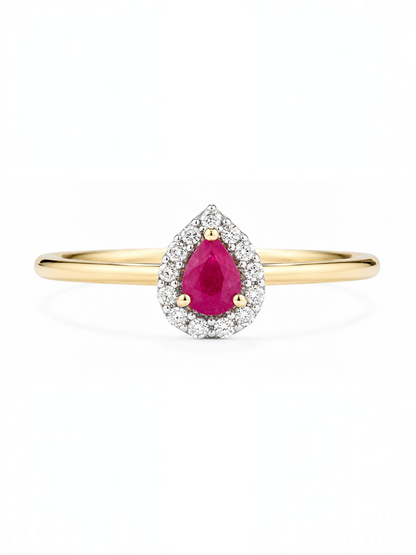 Ring, mit Rubin, 375 Gelbgold