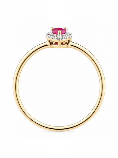 Ring, mit Rubin, 375 Gelbgold