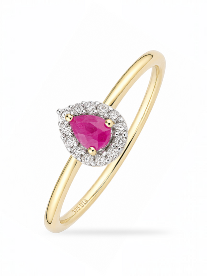 Ring, mit Rubin, 375 Gelbgold