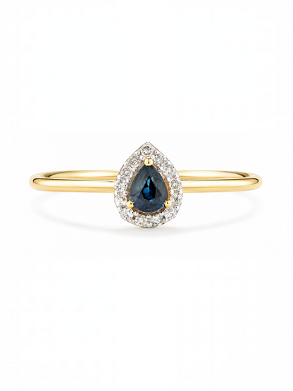 Ring, mit Saphir, 375 Gelbgold