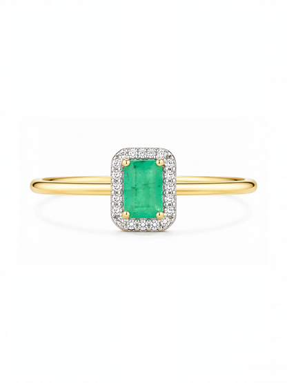 Ring, mit Smaragd, 375 Gelbgold