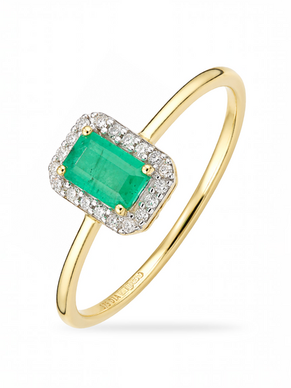 Ring, mit Smaragd, 375 Gelbgold