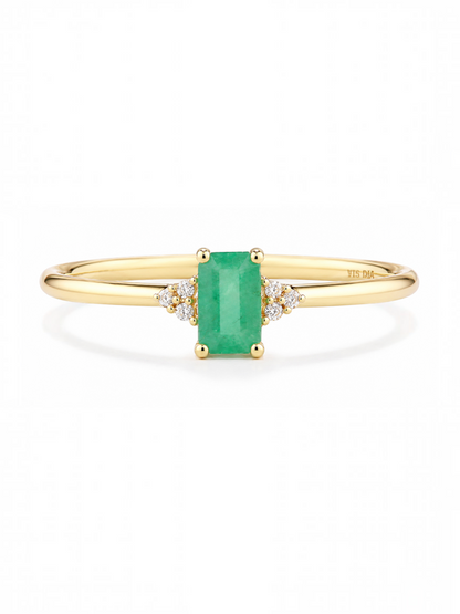 Ring, mit Smaragd, 375 Gelbgold
