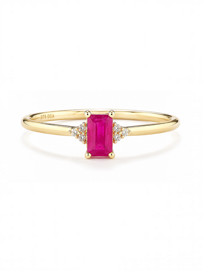 Ring, mit Rubin, 375 Gelbgold