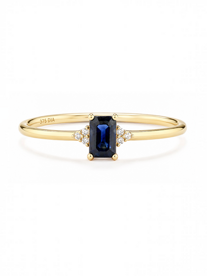 Ring, mit Saphir, 375 Gelbgold