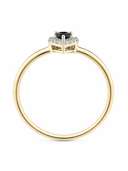 Ring, mit Saphir, 375 Gelbgold