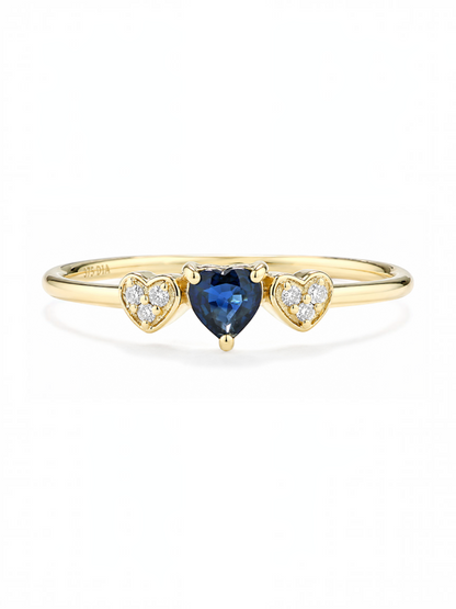 Ring, mit schwarzer Saphir, 375 Gelbgold