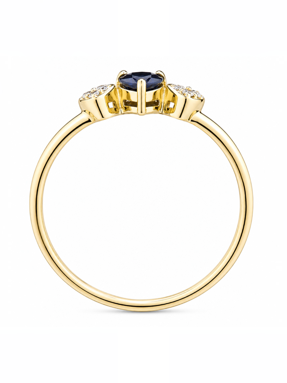 Ring, mit schwarzer Saphir, 375 Gelbgold
