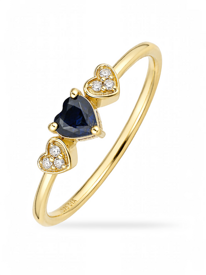 Ring, mit schwarzer Saphir, 375 Gelbgold