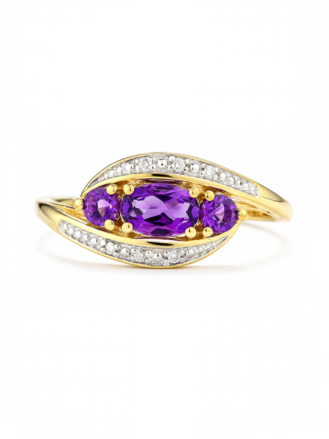 Ring, mit Amethyst, 375 Gelbgold