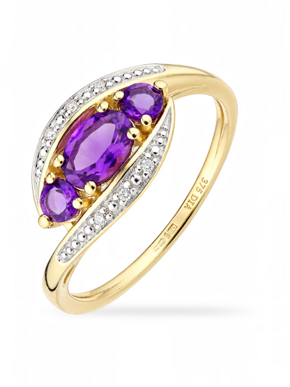 Ring, mit Amethyst, 375 Gelbgold