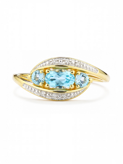 Ring, mit Blautopas, 375 Gelbgold