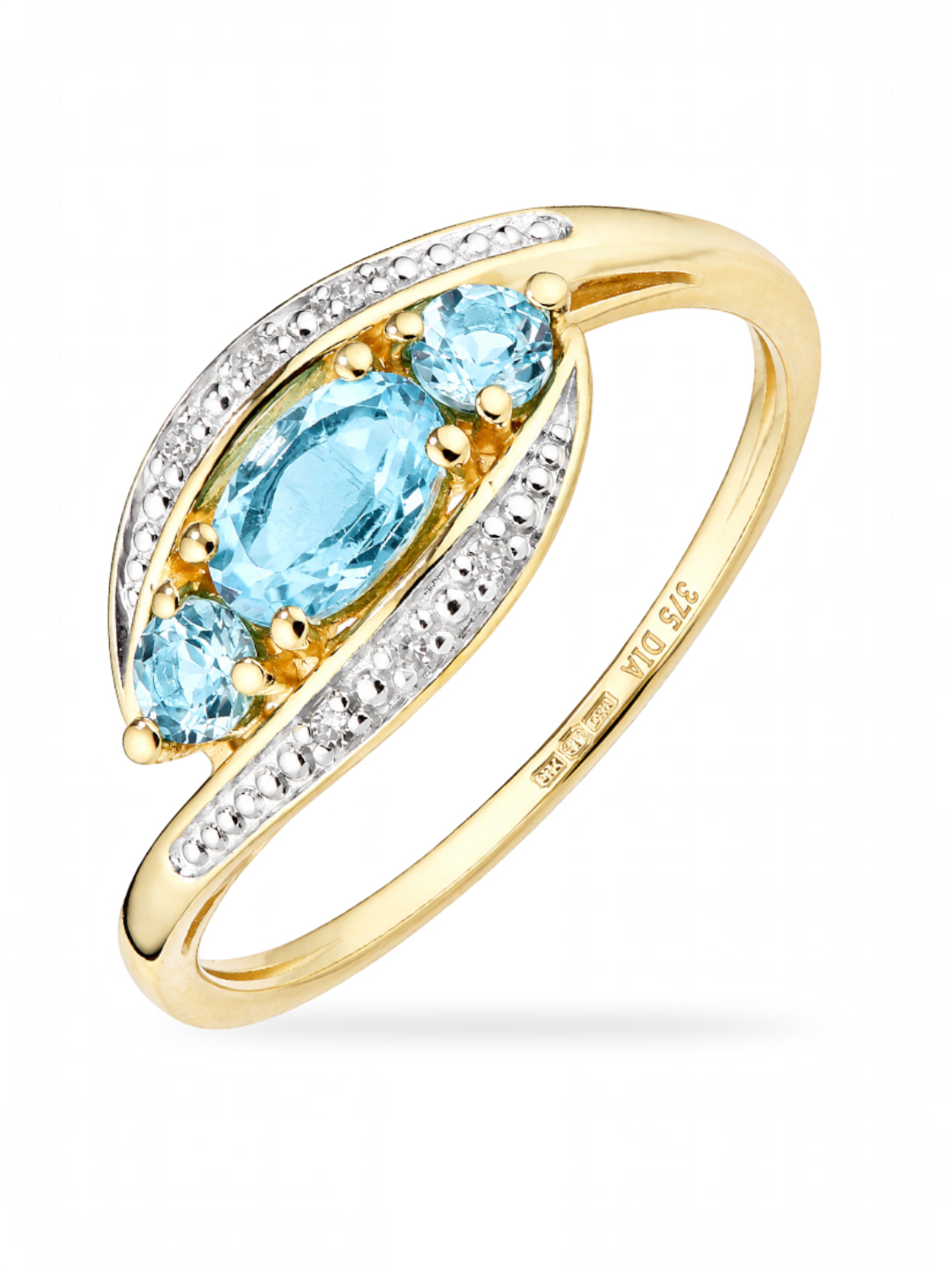 Ring, mit Blautopas, 375 Gelbgold