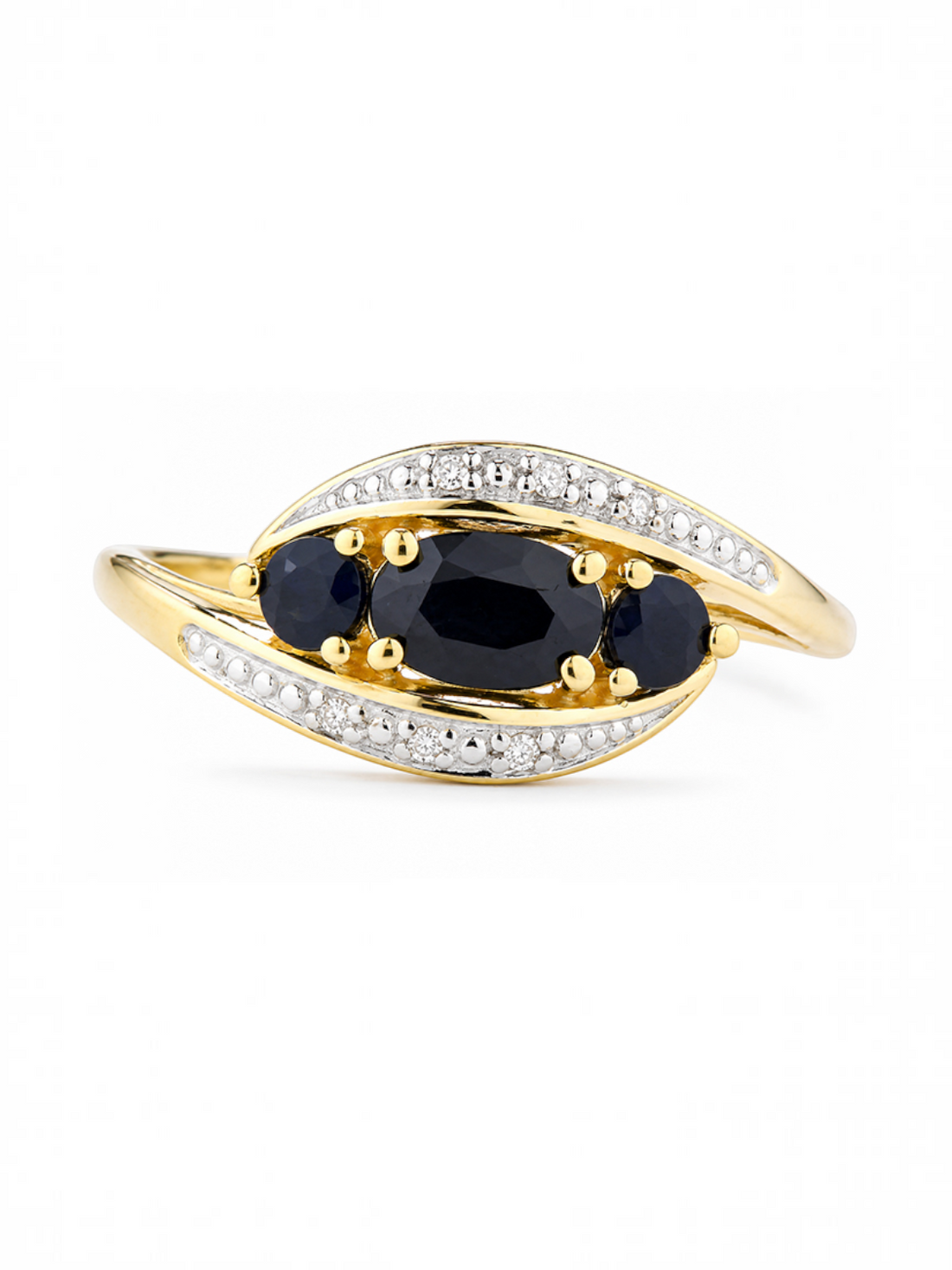 Ring, mit Saphir, 375 Gelbgold