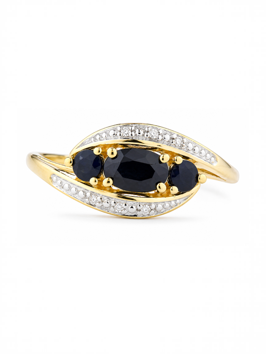 Ring, mit Saphir, 375 Gelbgold