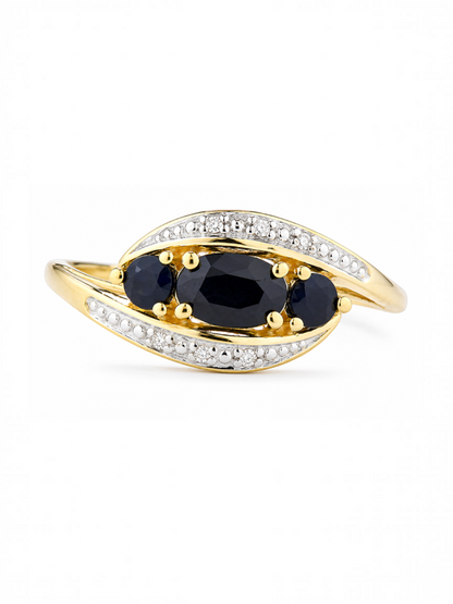 Ring, mit Saphir, 375 Gelbgold