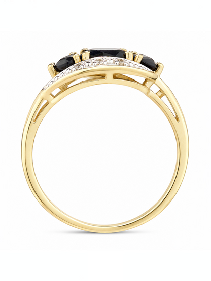Ring, mit Saphir, 375 Gelbgold