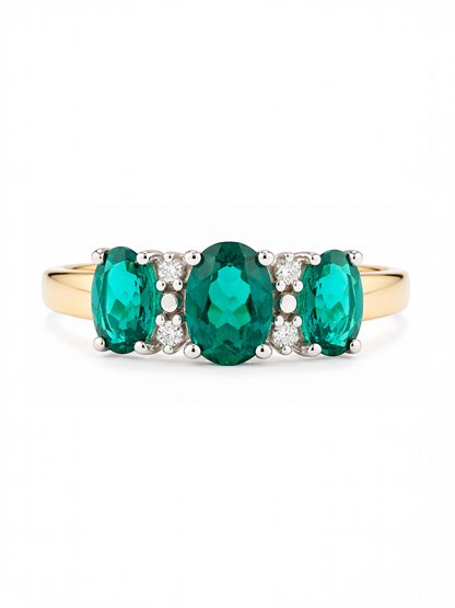 Ring, mit synth. Smaragd, 375 Gelbgold