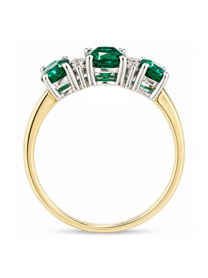 Ring, mit synth. Smaragd, 375 Gelbgold