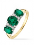 Ring, mit synth. Smaragd, 375 Gelbgold