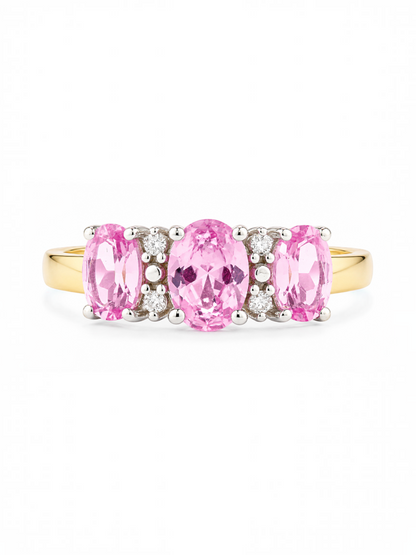 Ring, mit synth. Saphir, 375 Gelbgold